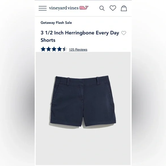 Vineyard Vines 3 1/2 Inch Herringbone Every Day Shorts - Picture 7 of 9